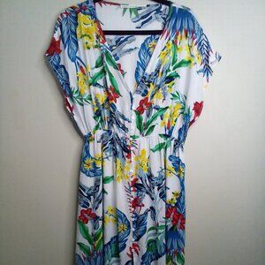 Label Of Love Dress Women XS ? Button Front Short Sleeve Floral Tropical